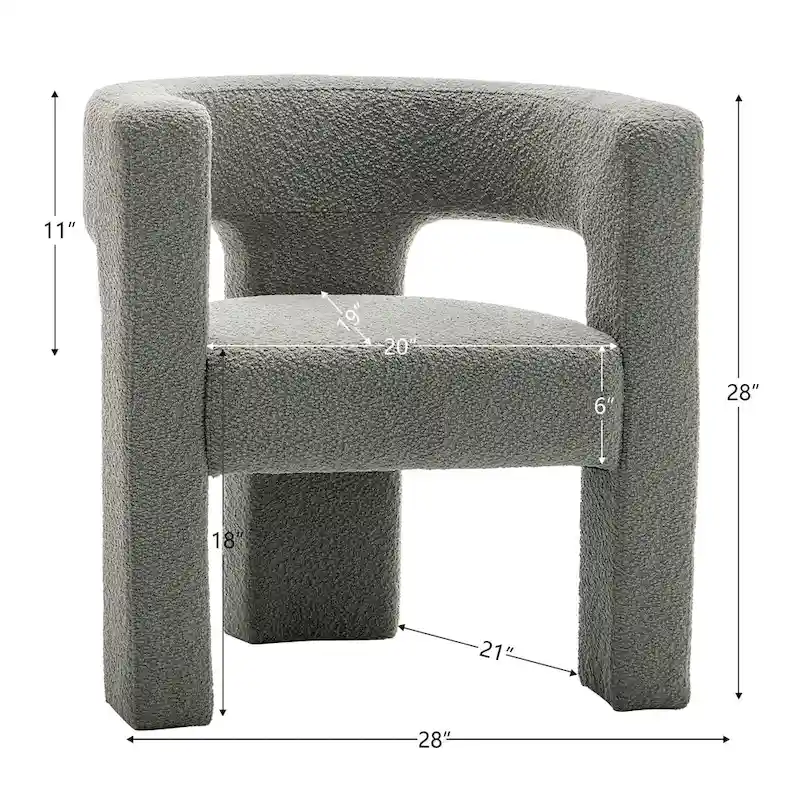 KINWELL 28   Wide Boucle Upholstered Square Armchair (Set of 2)