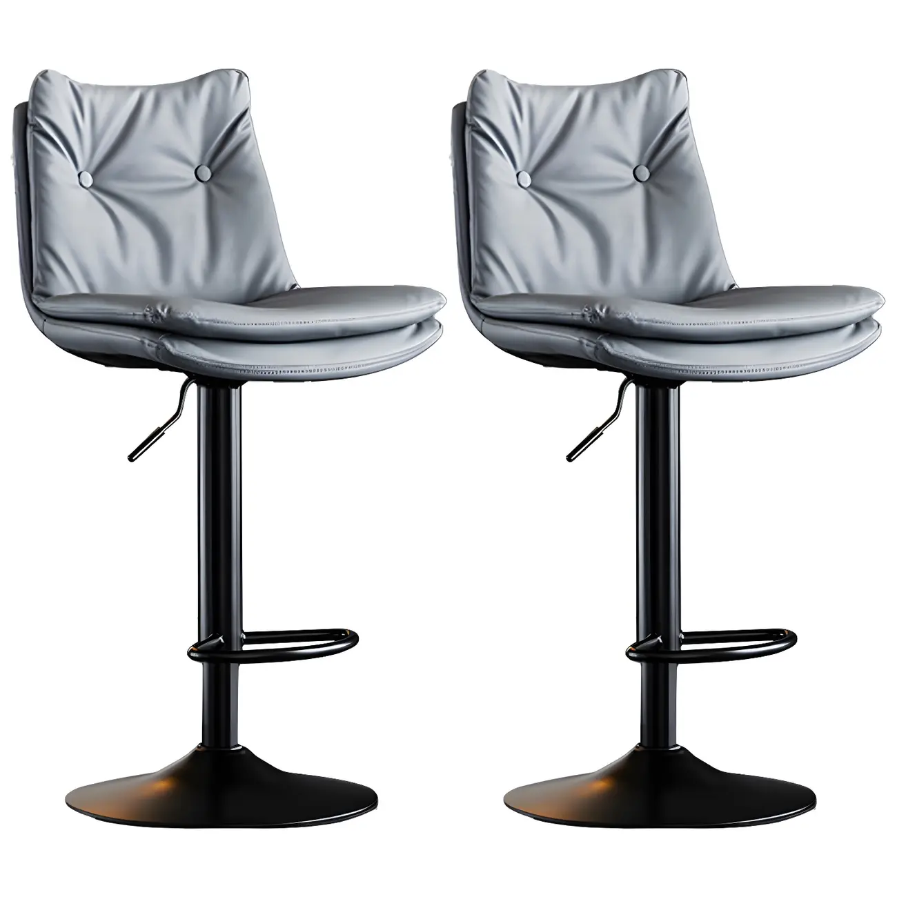 Modern Adjustable Leather Swivel Bar Stools