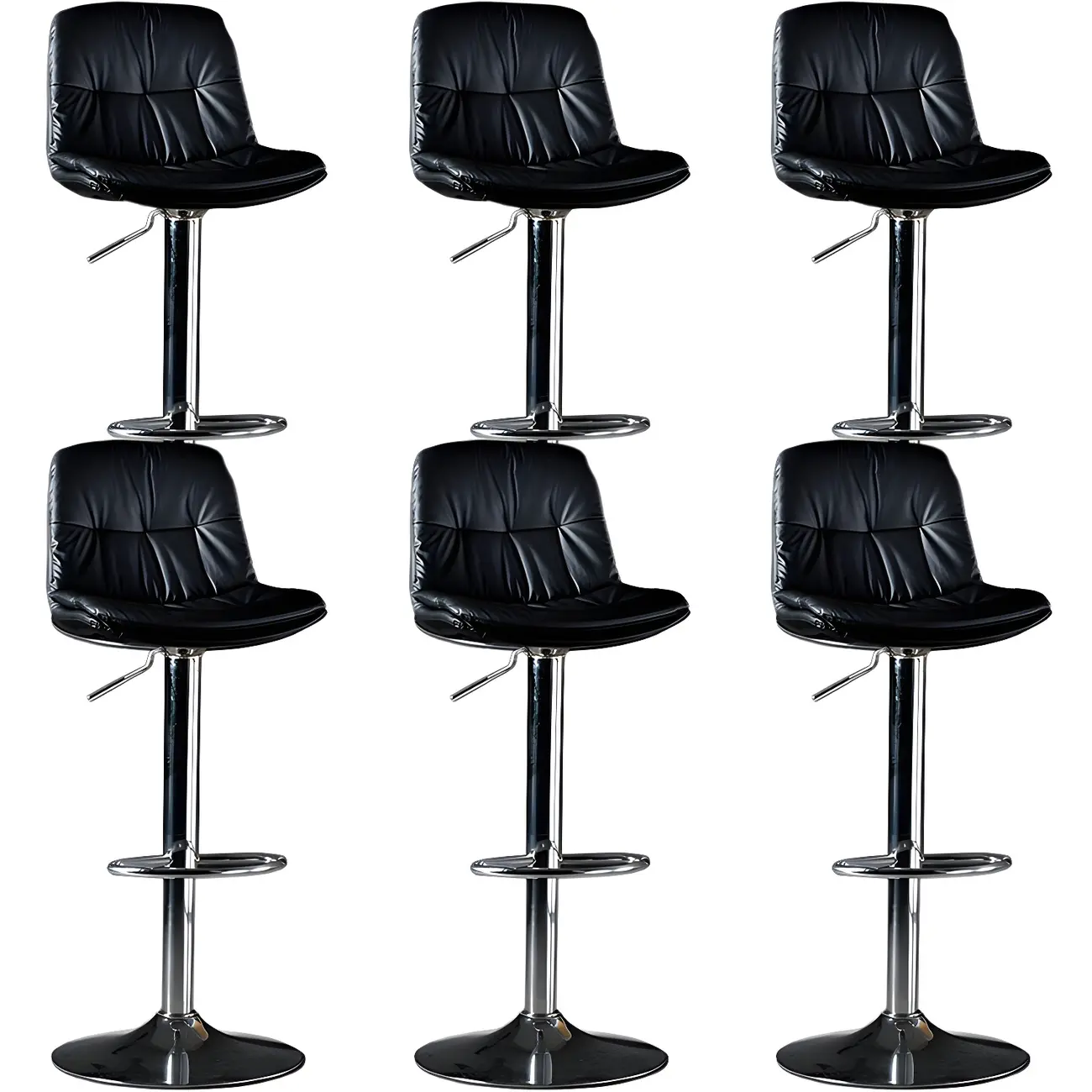 Adjustable Leather Low Back Swivel Bar Stool
