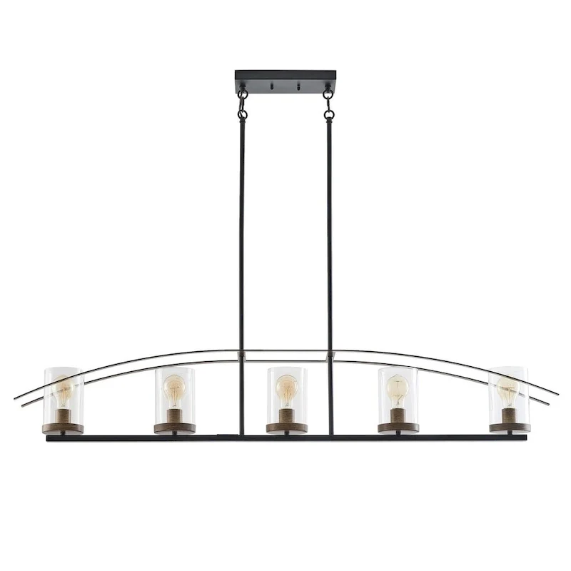 5-Lights Arch Dimmable Glass Adjustable Chandelier Kitchen Island Lights - 52.7 D6.7 W80.6 H (Adjustable)