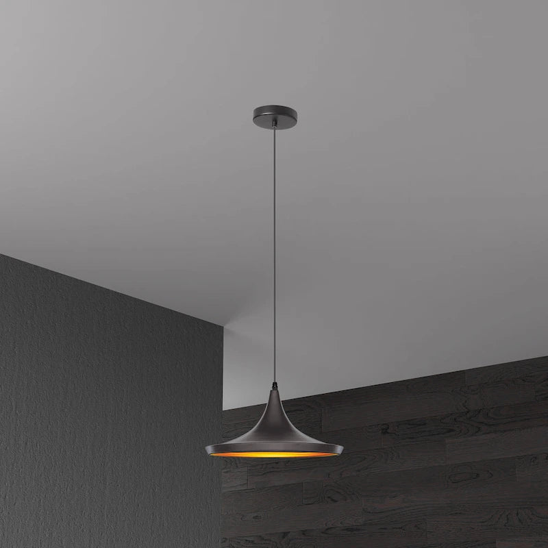 Dainolite 1-light Pendant in Matte Black Gold - Matte Black