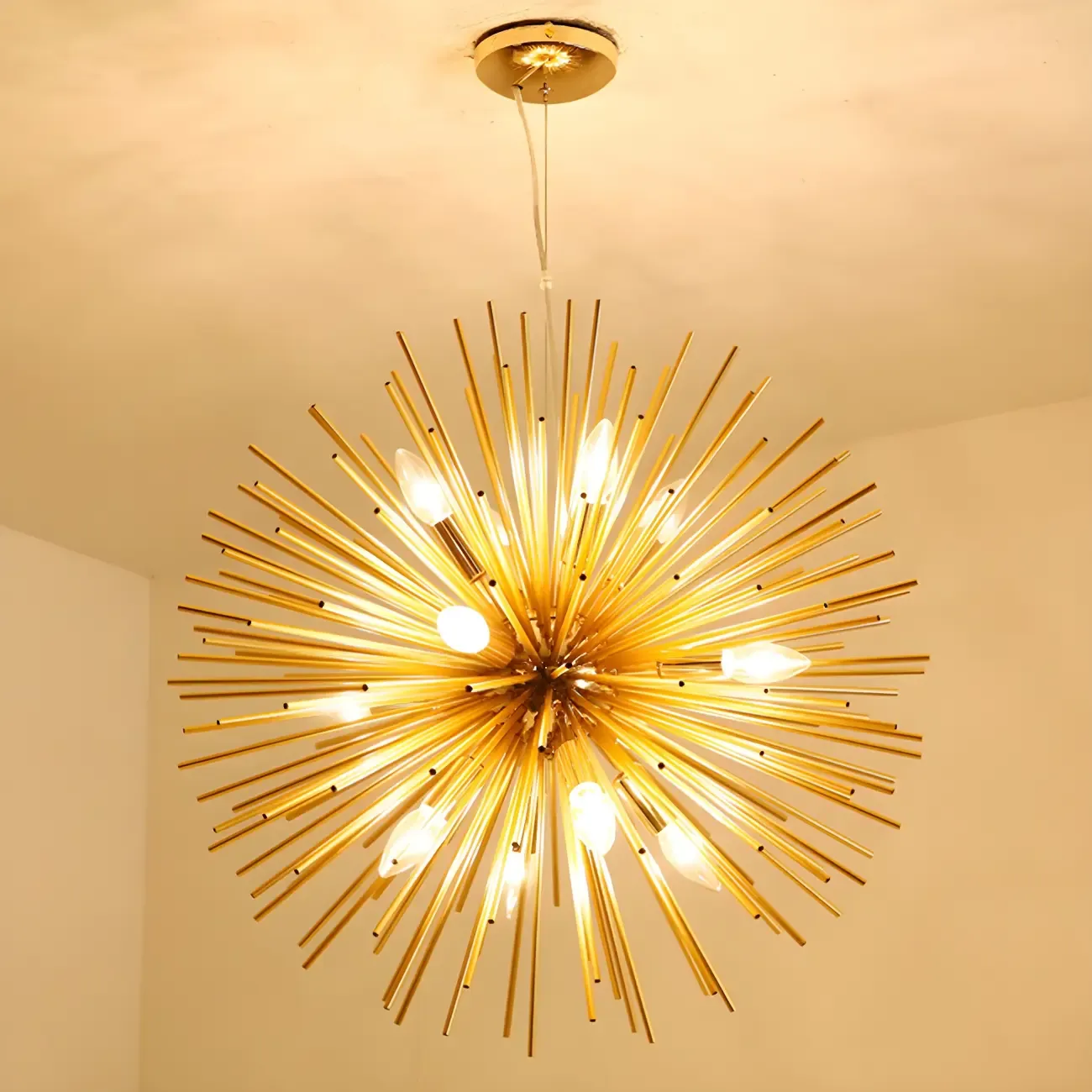 Unique Gold Sputnik Starburst Chandelier Height Adjustable