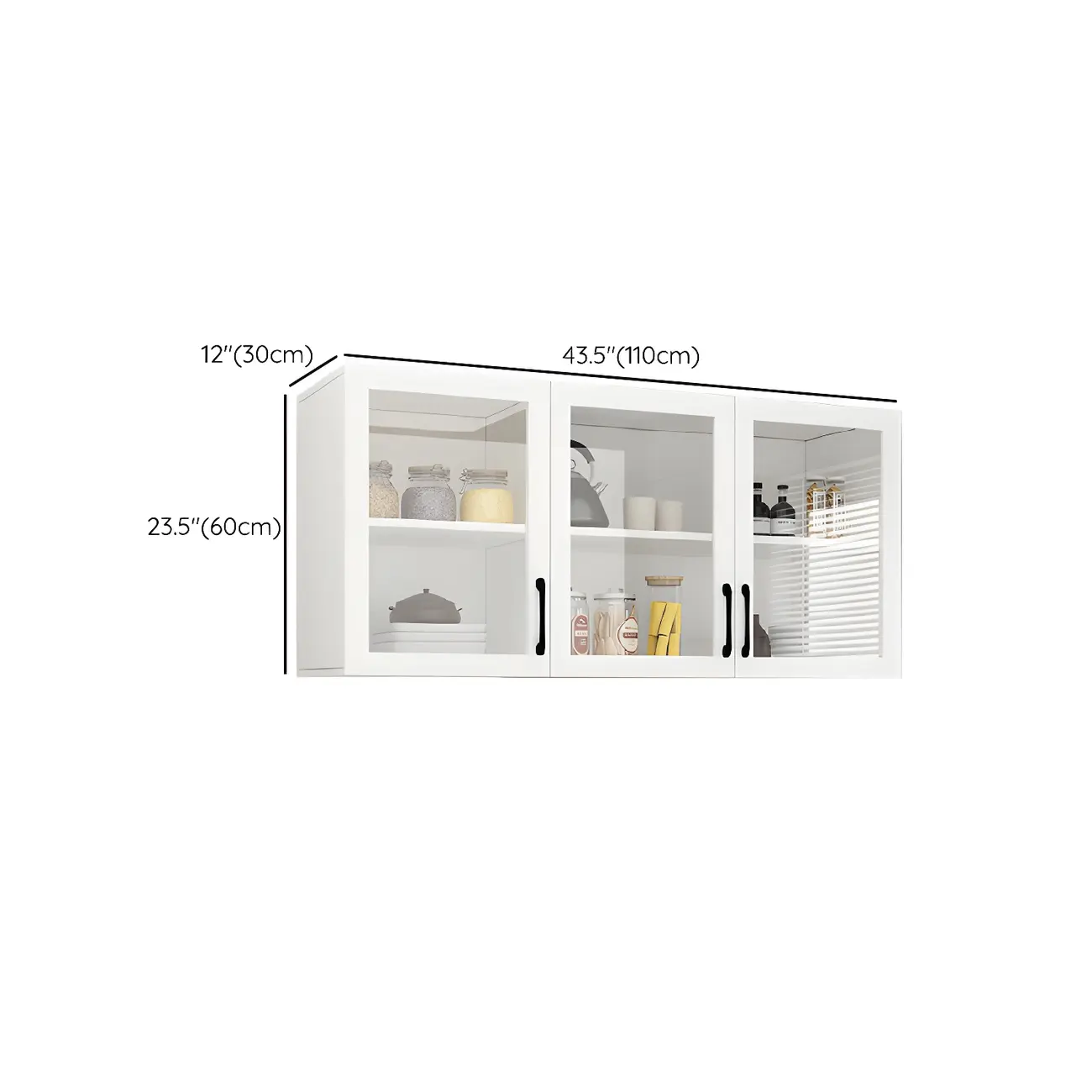 White Rectangular Wall-Mounted Wood China Cabinet