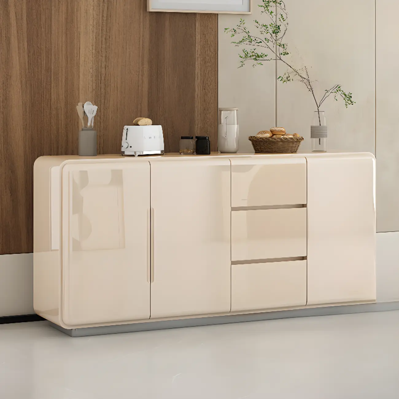 Scandinavian White Sideboard with Drawers & Cabinets