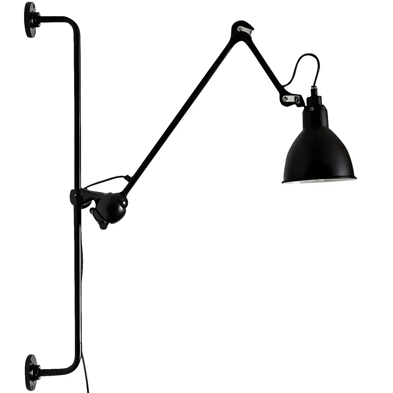 Trestle Base Metal Black Swing Arm Wall Light
