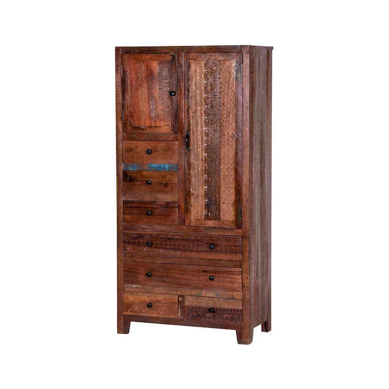 Solid Wood Freestanding Wardrobe Cabinet - N/A