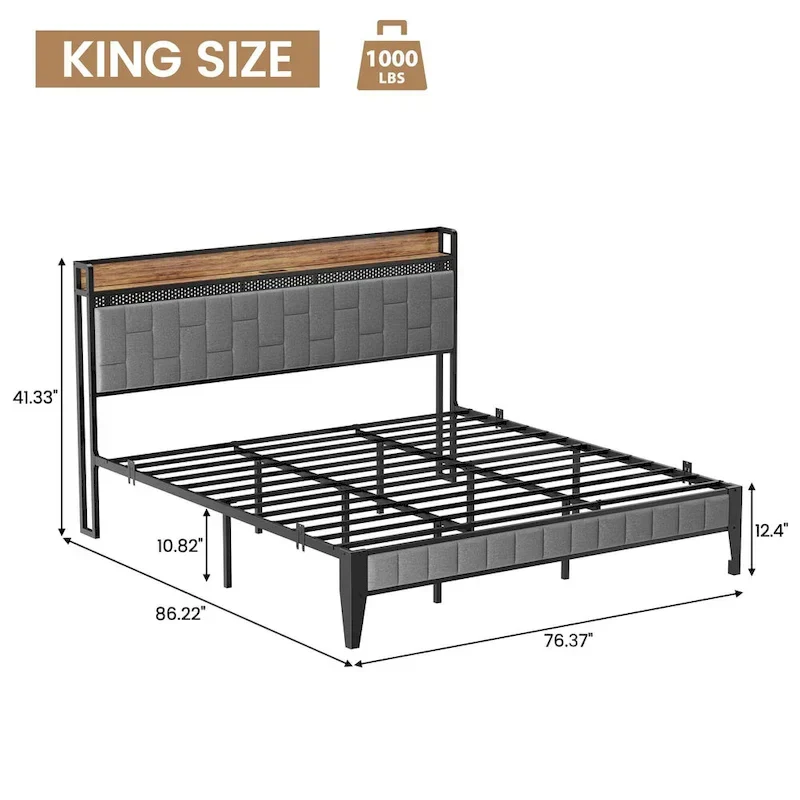 Bed Frame with Charging Station
