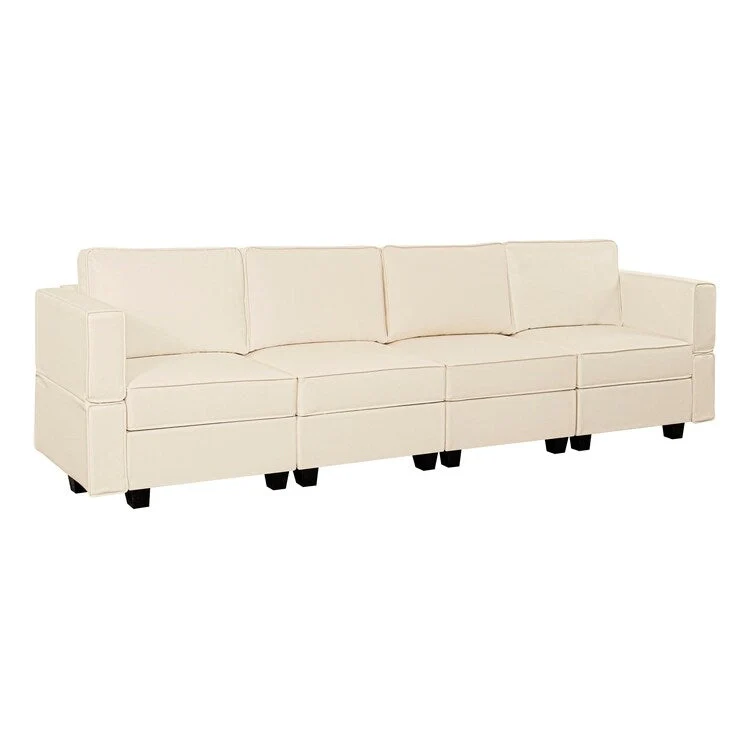 Modular U-Shaped 4 seater Air Leather Sofa with Adjustable armrest and Reversible Chaise