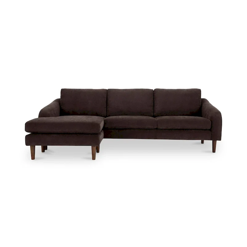 NADAAL STUDIOS Drew, Sectional with Reversible Chaise, Dark Brown - 98 X 59.2 X 33.5