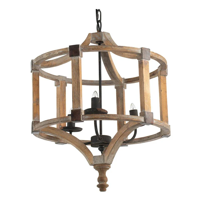 3 - Light Wood Drum Chandelier
