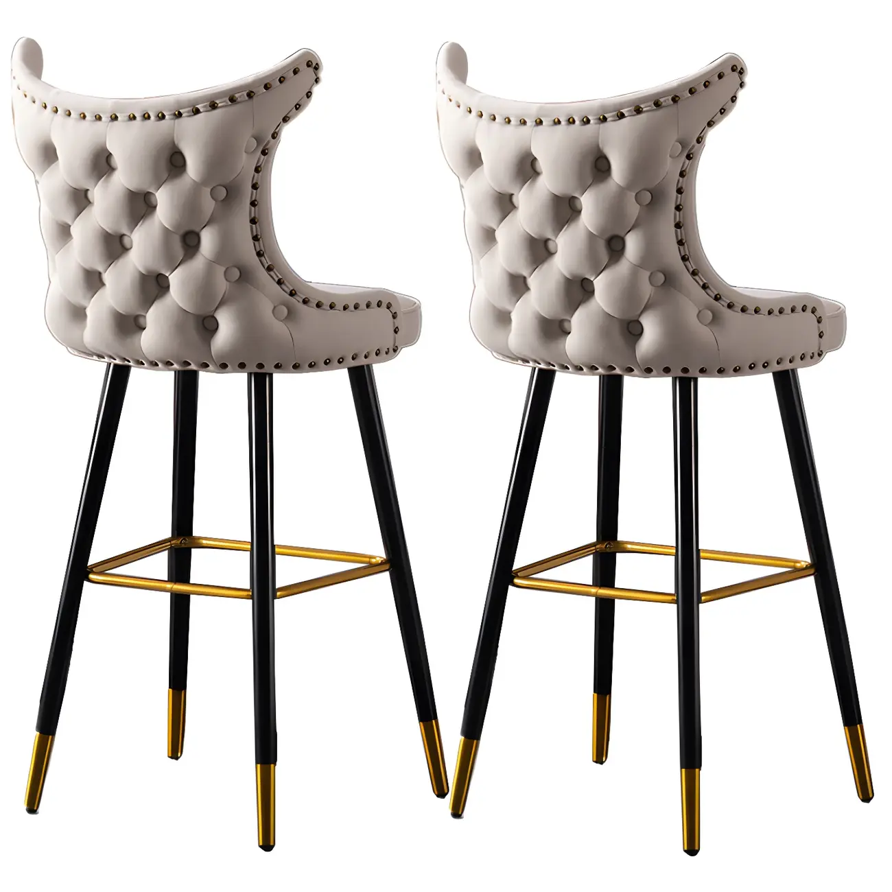 Velvet Upholstered Wingback Counter Height Bar Stools