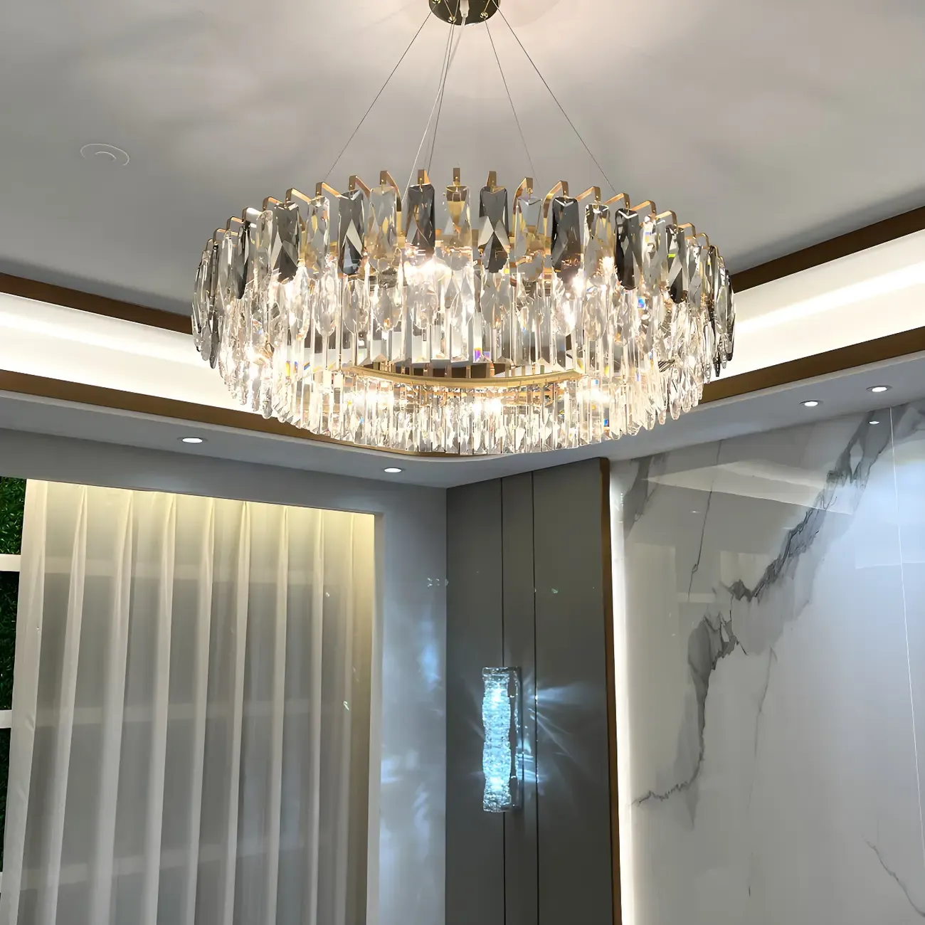 Elegant Modern Oval Clear Crystal Chandelier