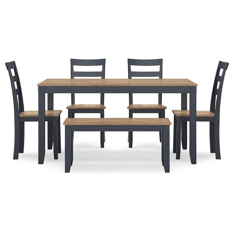 Signature Design by Ashley Gesthaven Dining Table with 4 Chairs and Bench (Set of 6)