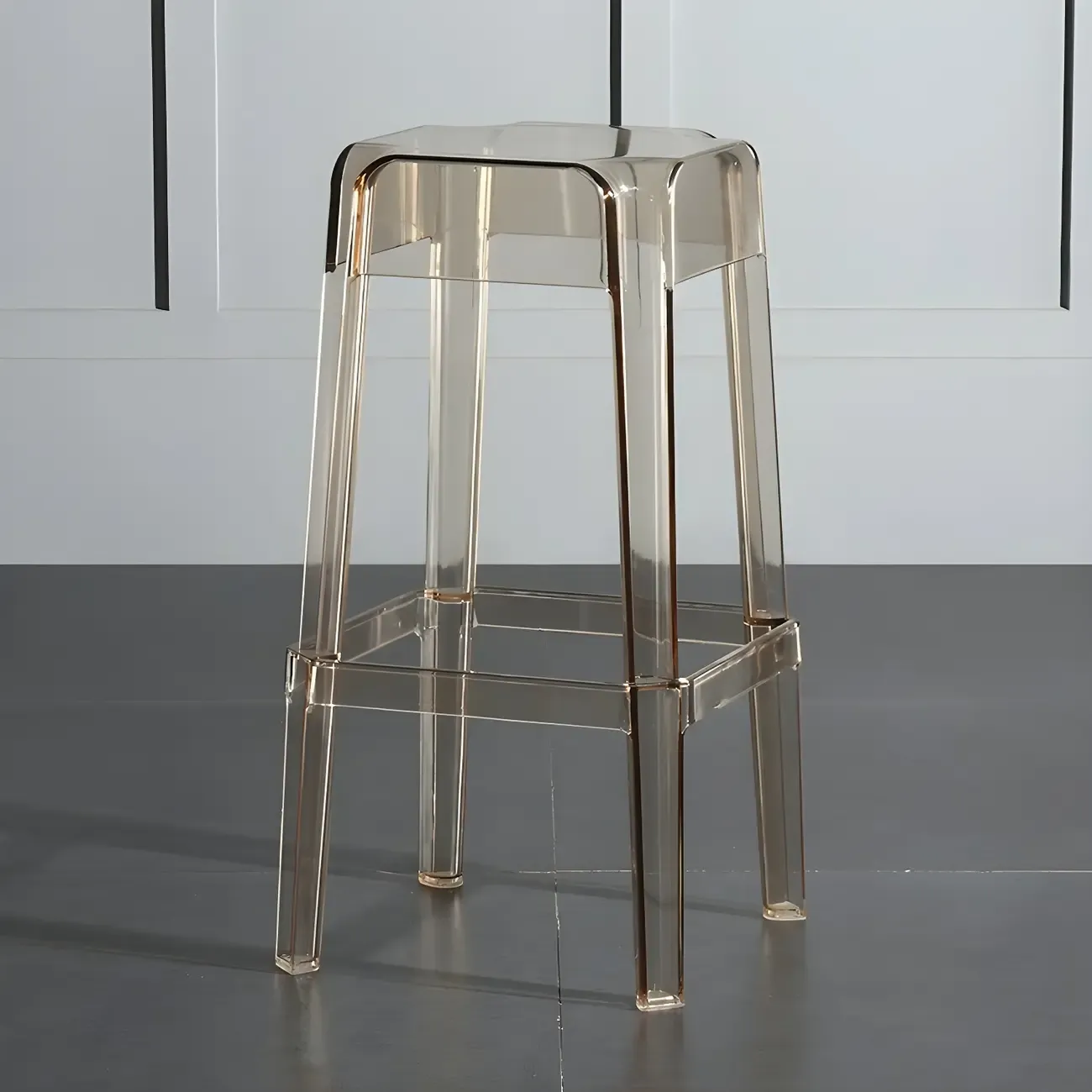 Modern Acrylic Four Legs Square Counter Bar Stool