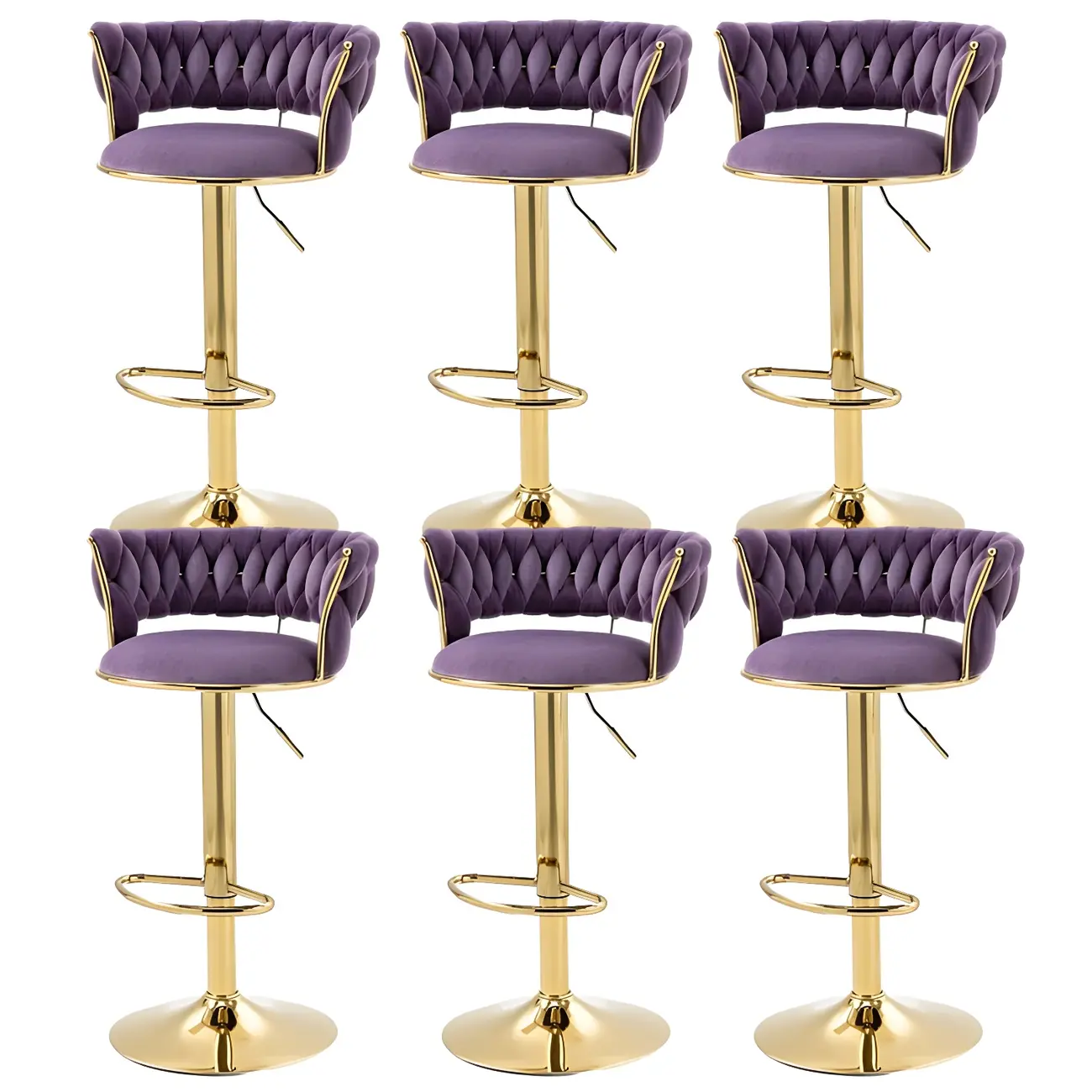 Gold Base Low Back Adjustable Swivel Bar Stool