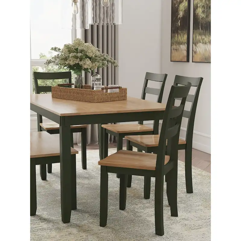 Signature Design by Ashley Gesthaven Dining Table with 4 Chairs and Bench (Set of 6)