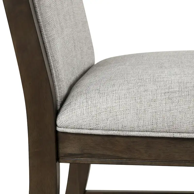 Roundhill Furniture Aberll Solid Wood Upholstered Dining Chairs, Set of 2, Gray