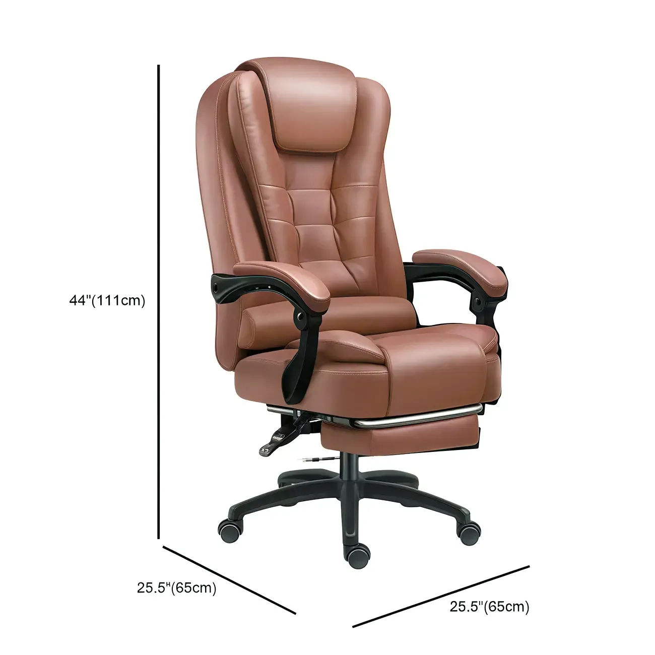 Ergonomic Black Leather Swivel Office Chair with Footrest