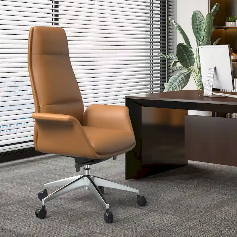 Summit High-Back Leather Office Chair with Swivel and Tilt