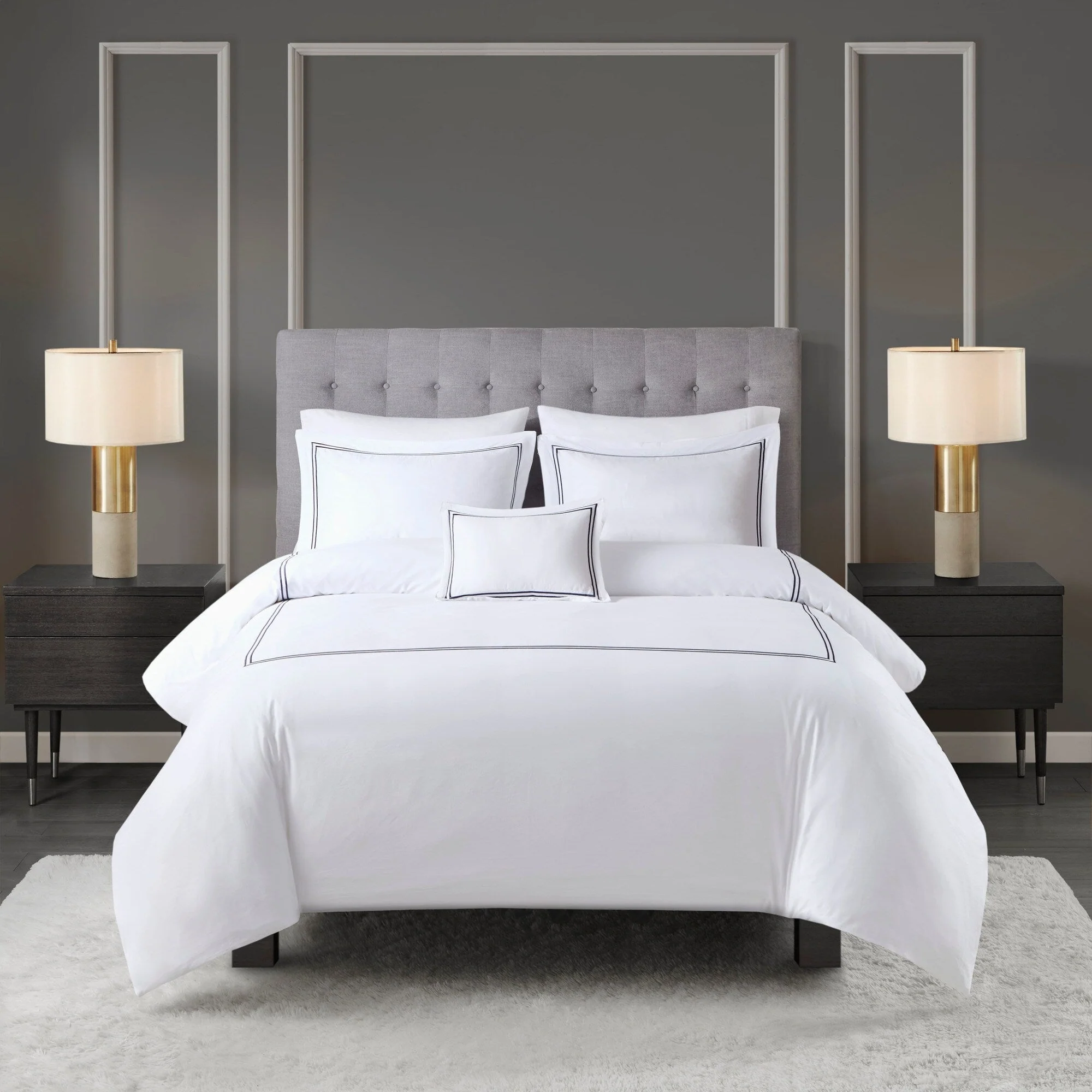 Madison Park Signature 500 Thread Count Luxury Collection 100% Cotton Sateen Embroidered Duvet Cover Set