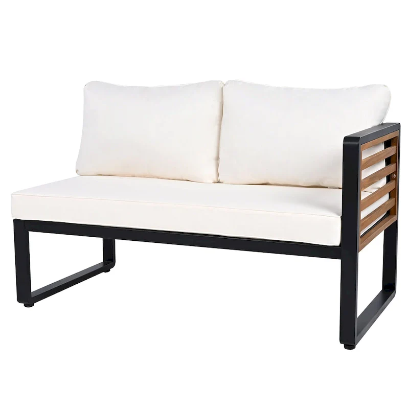 4-Piece Iron L-Shaped Sectional Sofa Set with Cushions & Table