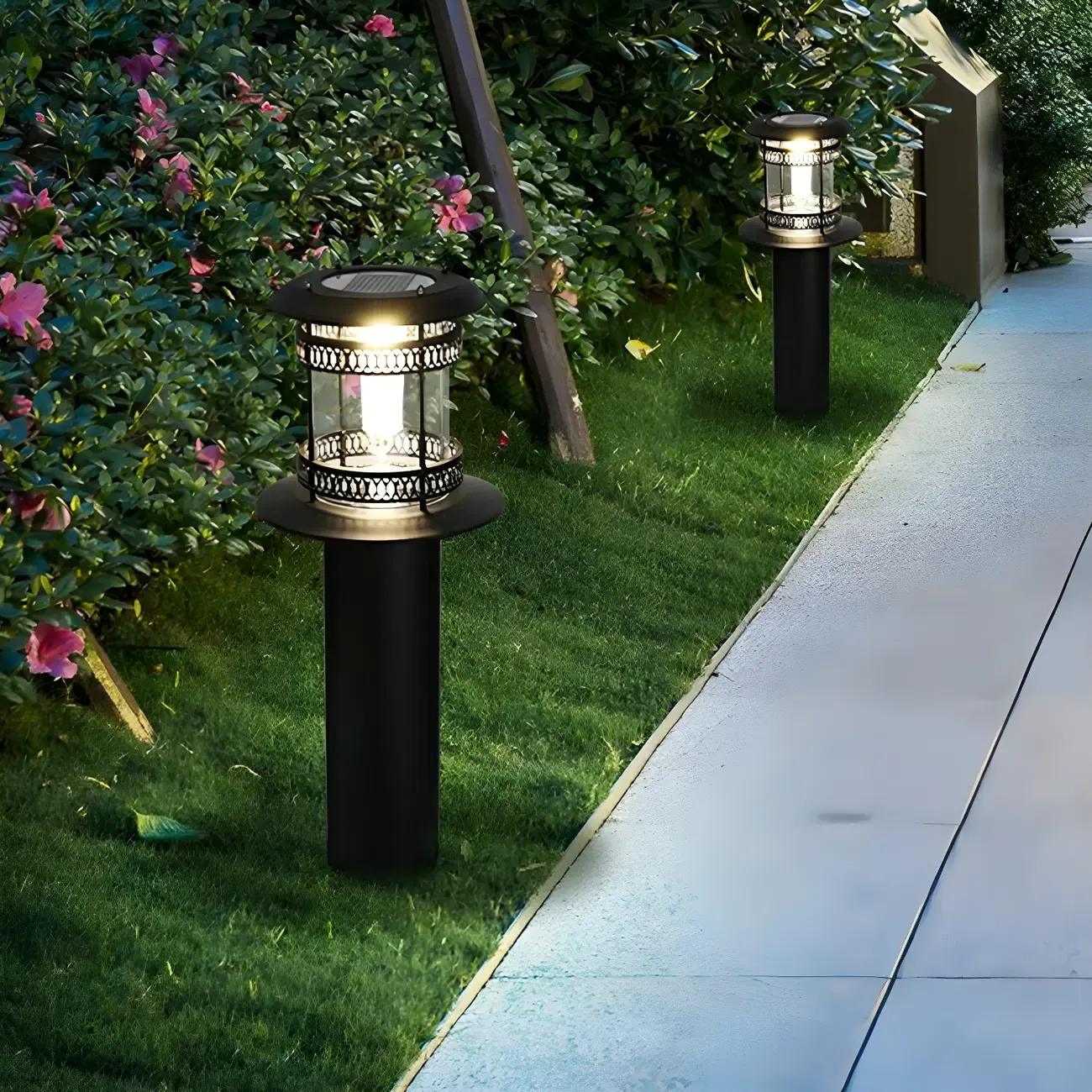 Cylinder Patio Solar Metal Landscape Lighting