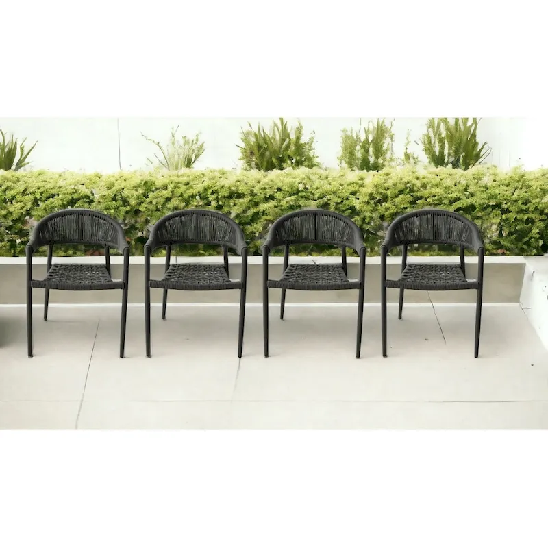 Set of Four 22  Gray Aluminum Outdoor Arm Chair