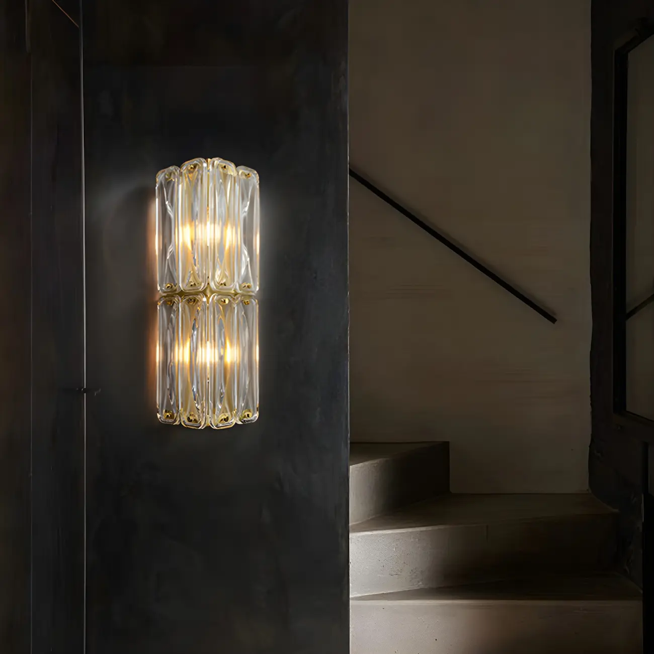 Modern Gold Metal Clear Glass Geometry Wall Sconce