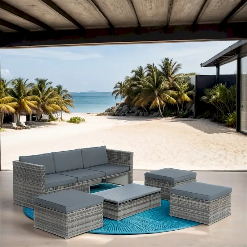 5 Set Wicker Furniture,Patio Furniture,Seasonal PE Wicker Furniture