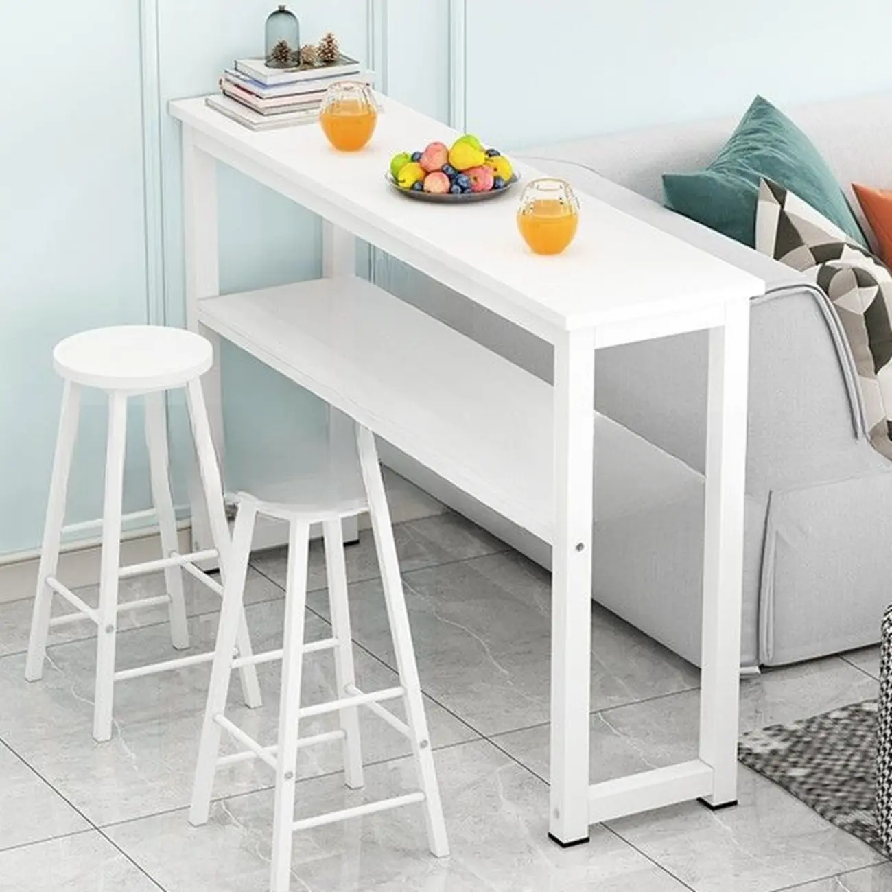 Modern Steel Wood Bar Tables with Shelf