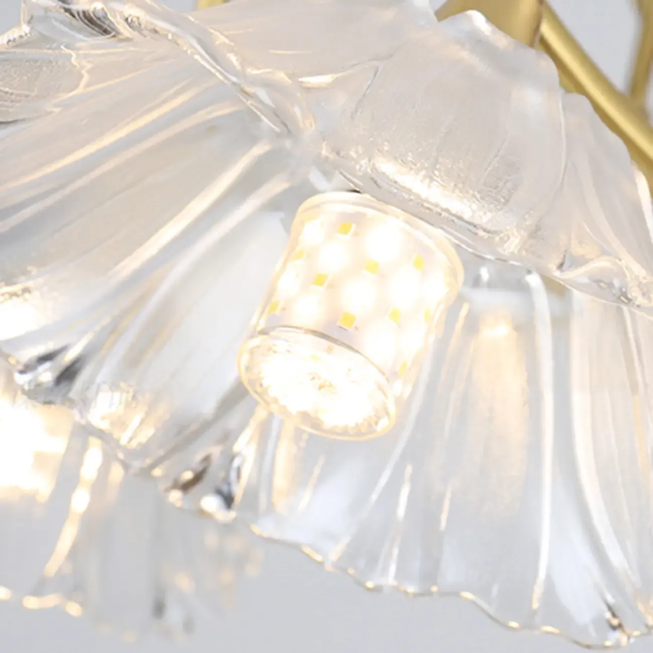 Flower Shaped Modern Gold Semi-Flush Ceiling Light with 3-Light