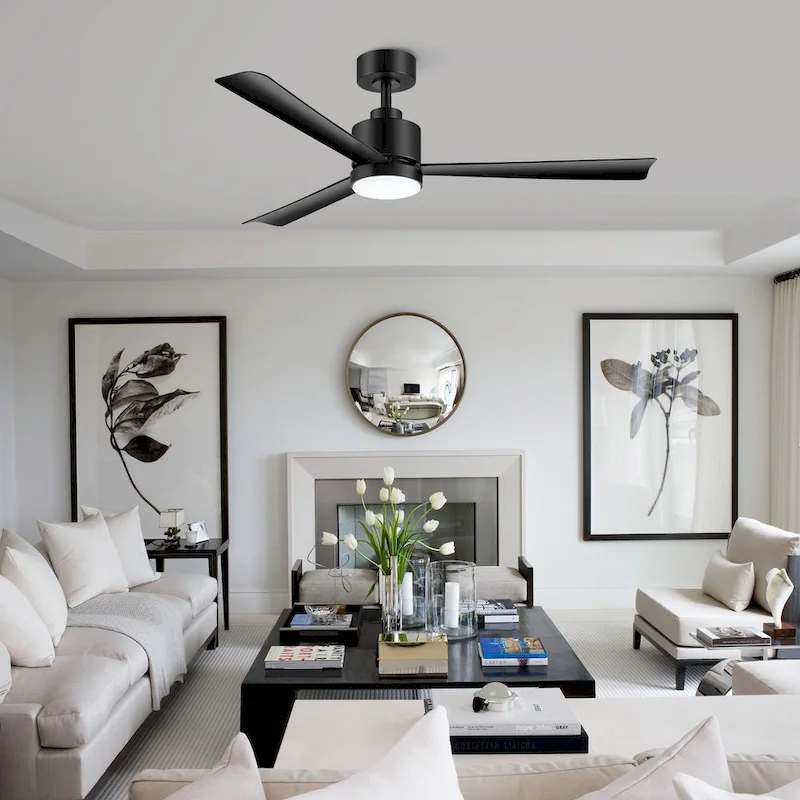 52 Inch Gold/Black/White 3-Blade LED Ceiling Fan with Light and Remote