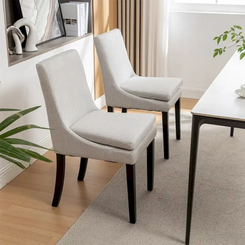 Modern Dining Chairs with Solid Wood Legs (Set of 2)