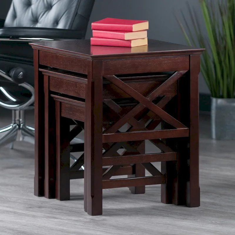 Xola 3-Pc Nesting Tables, Cappuccino - 21.1  W x 17.3  D x 22.1  H.