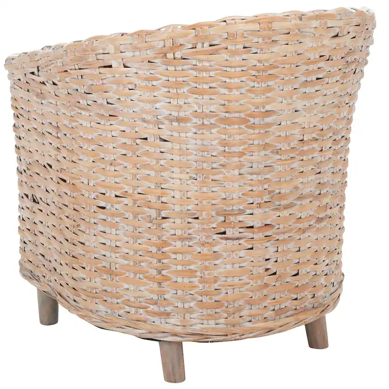 SAFAVIEH Charla Rattan Barrel Chair with Cushion - 29.1 x 27.2 x 32.7 - 29Wx27Dx33H
