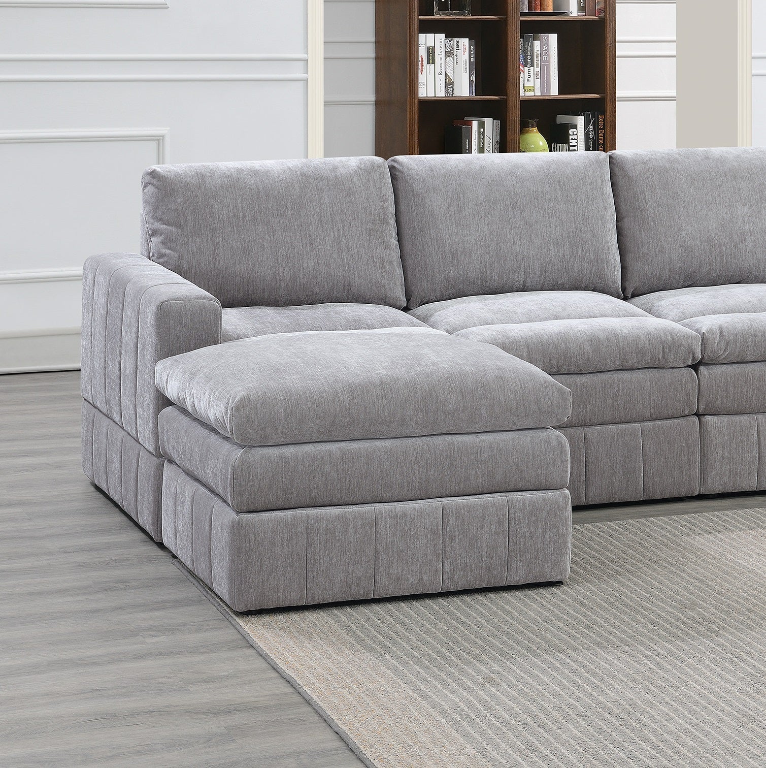 Contemporary 5 Piece Modular Sectional Set  with Two Ottomans