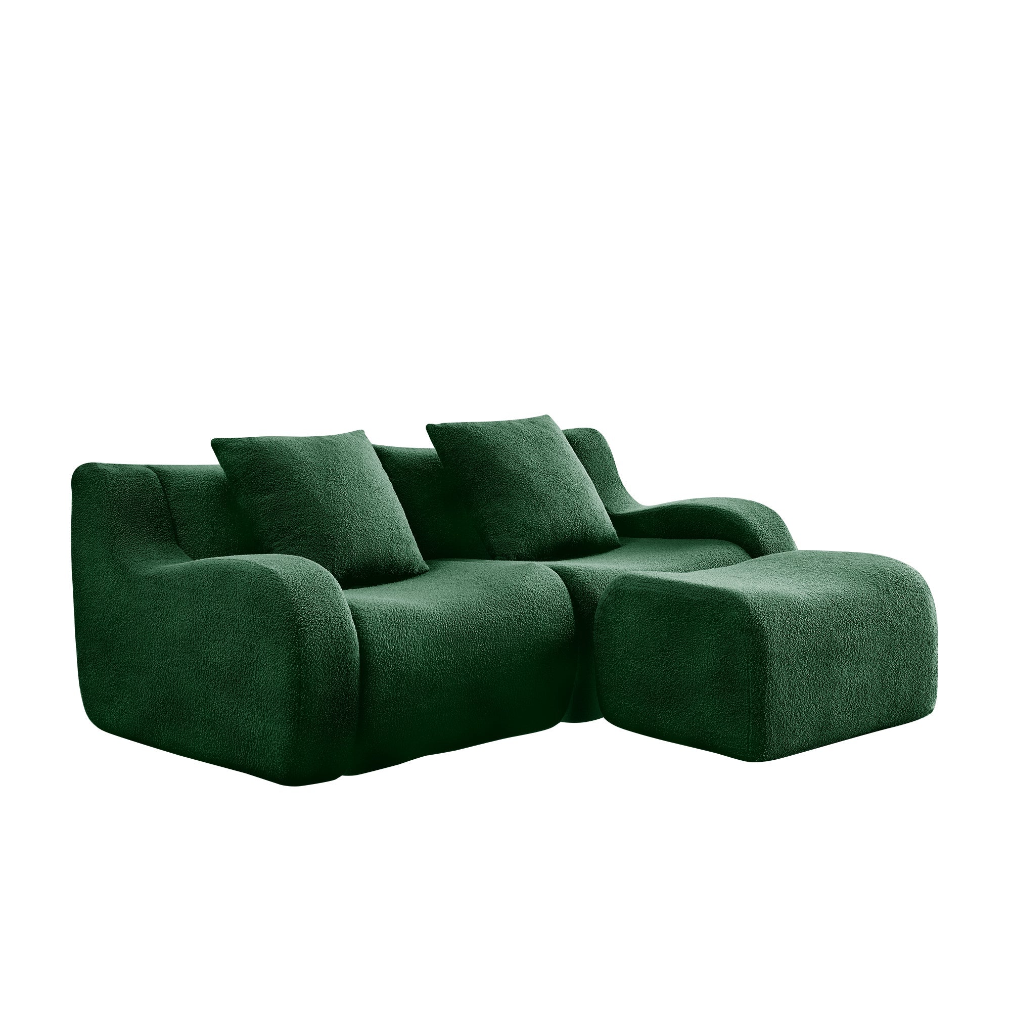 Curved Ergonomic Design L-Shaped Teddy Loveseat Sofa