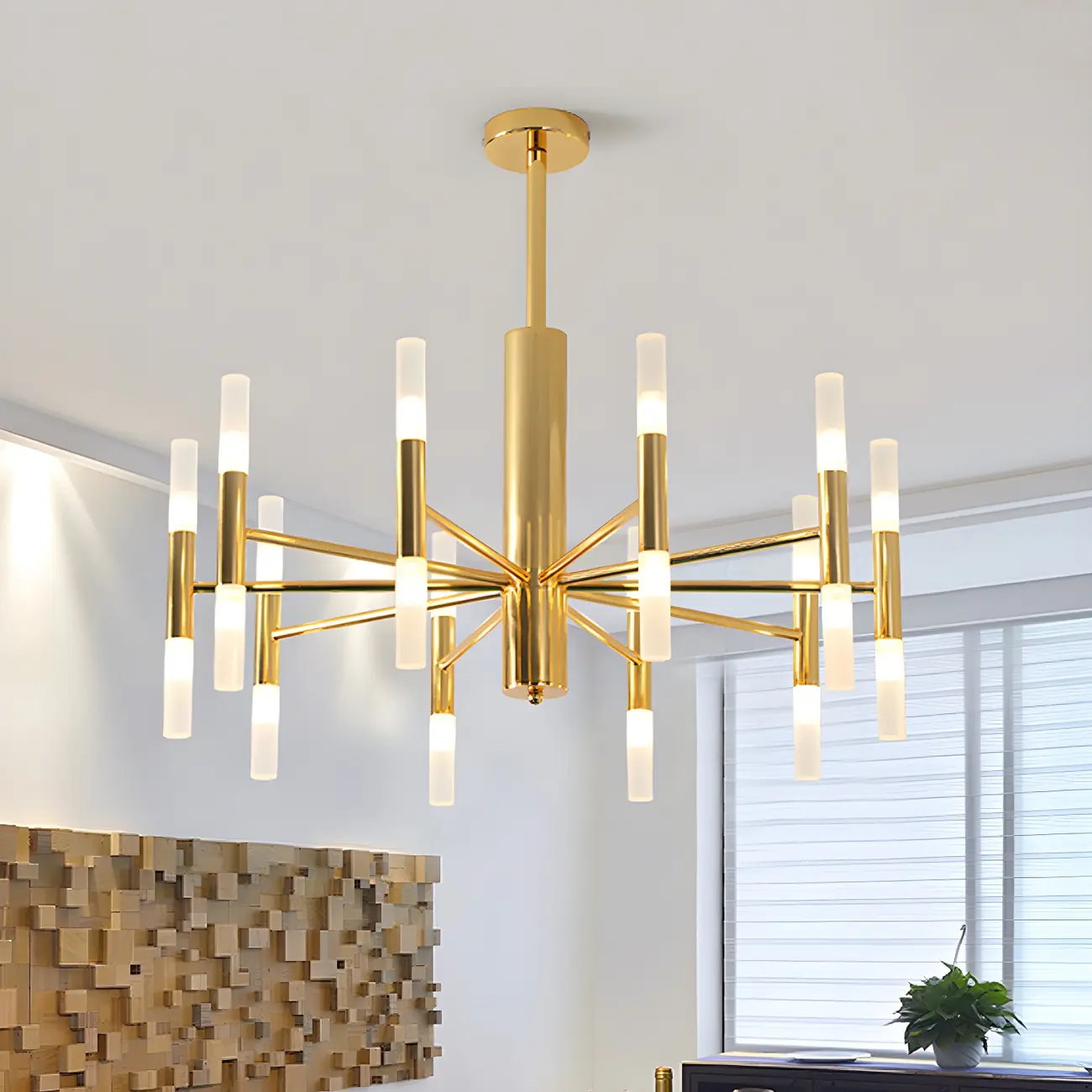 Elegant Tube-shaped Glass Shade Multi-light Chandelier