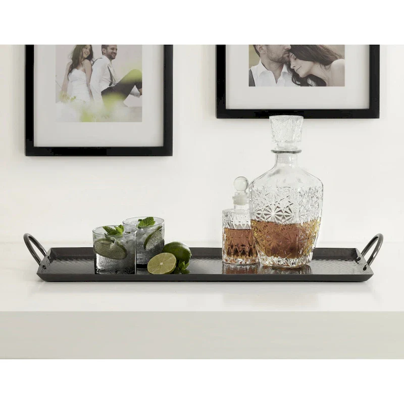 Kate and Laurel Sanzo Hammered Rectangle Metal Tray