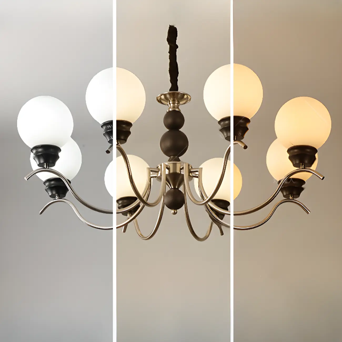 Classic Black Metal Modern Globe Glass Chandelier