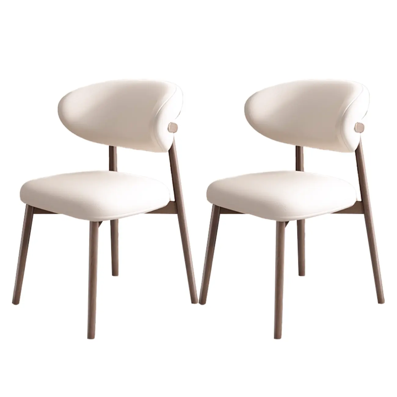 Modern Leather Wood Dining Chair Set of 2