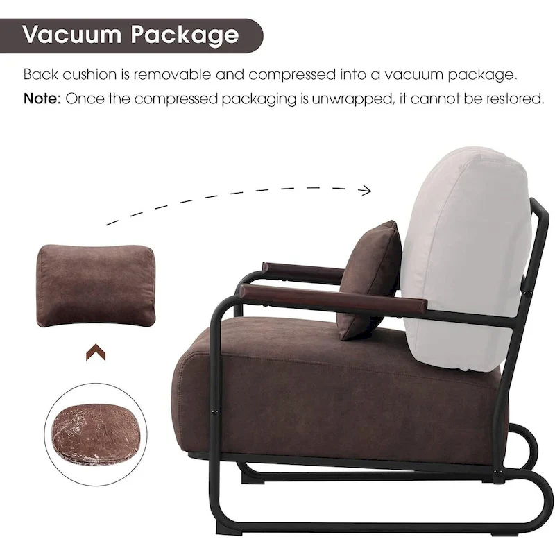 MCombo set of 2 Modern Accent Armchair with Steel Legs, Leathaire fabric HQ102