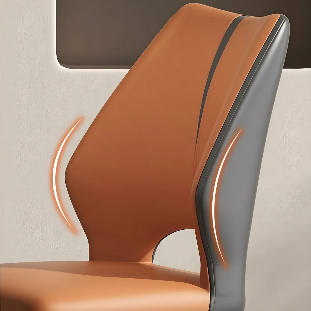 Curved Back Faux Leather Brown Side Dining Chair