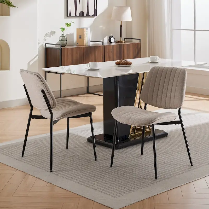 GDFStudio Modern Armless Upholstered Dining Chairs with Metal Legs
