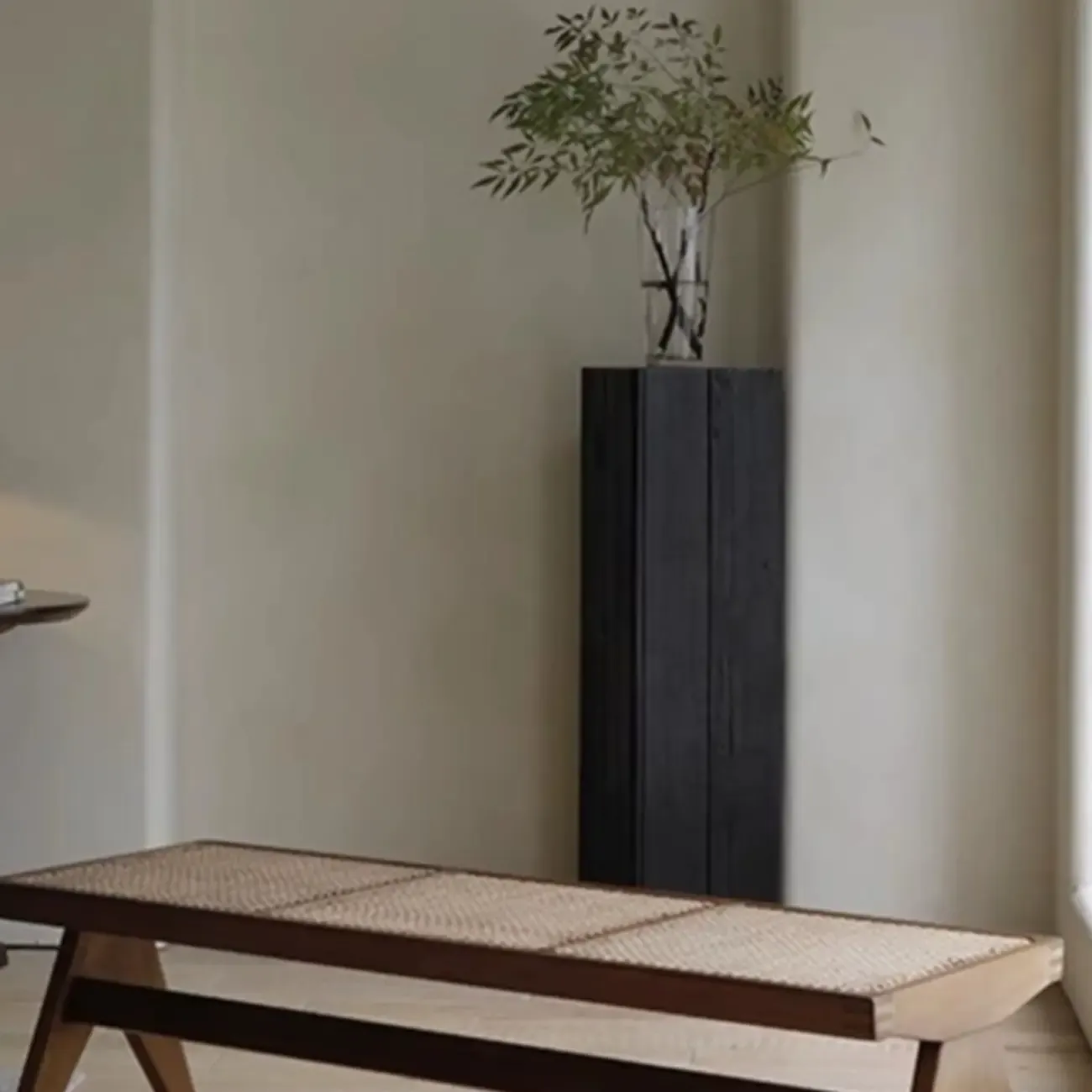 Modern Black Pine Wooden Square Stump End Table