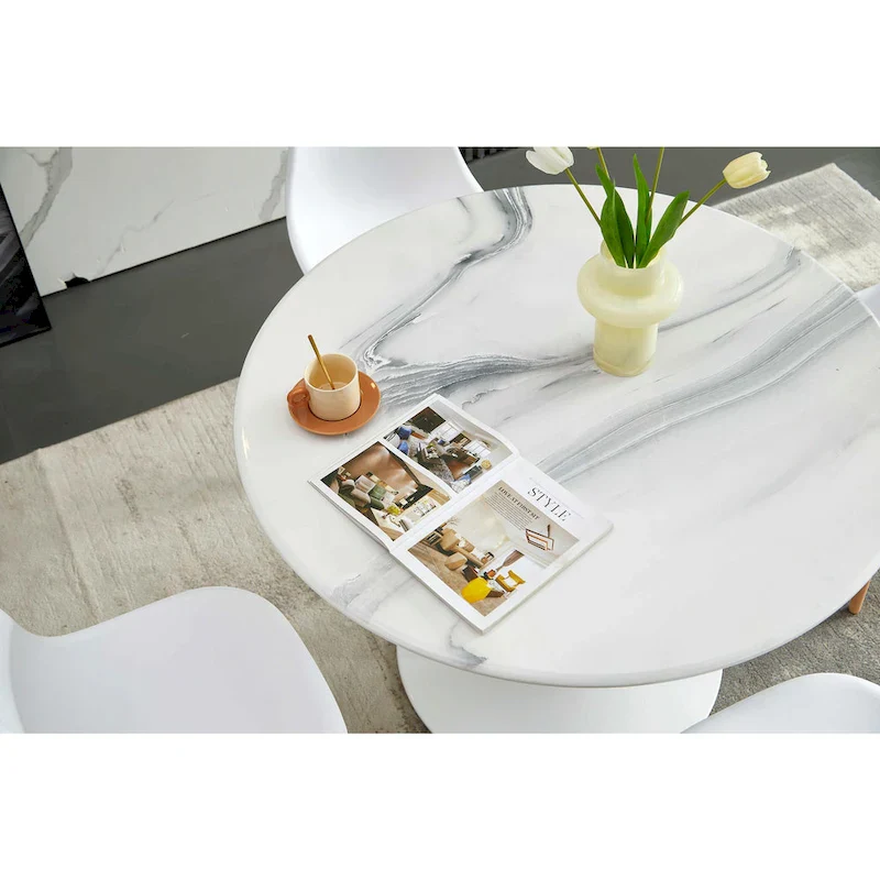 Round Tulip Table with MDF Top, Pedestal Design