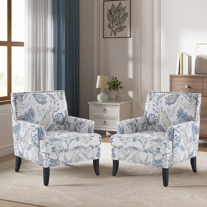 Armchair Accent Chairs with Nailhead Trim Set of 2