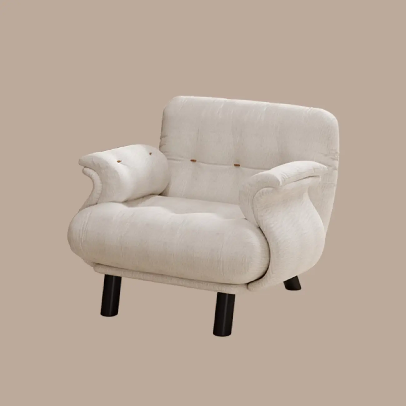 Elegant White Snowflake Velvet Upholstered Arm Accent Chair