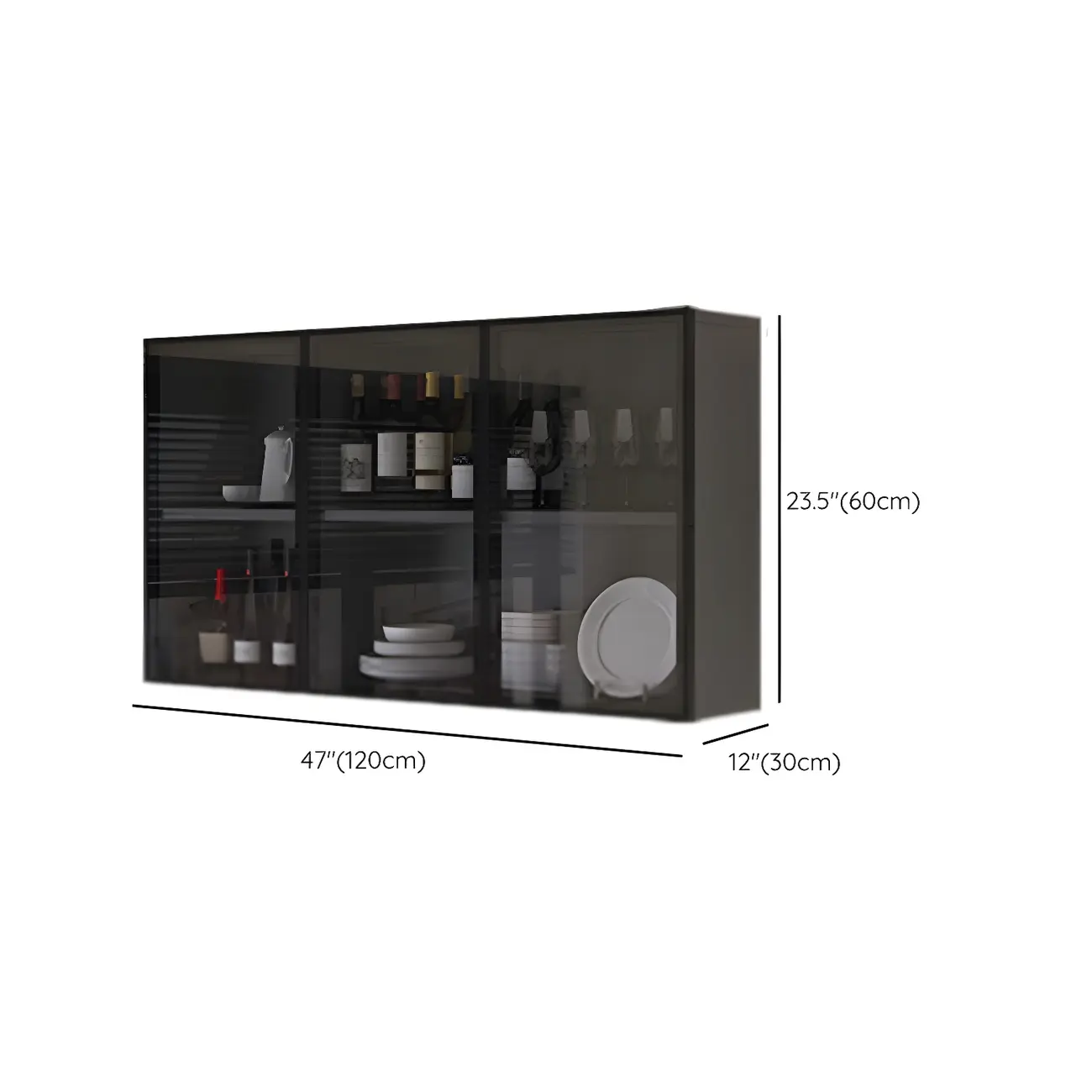 Kitchen Grey Wooden Wall-Mounted China Cabinet