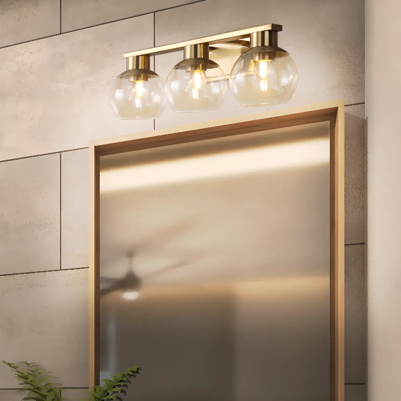 Classic Brass Vanity Lights with Transparent Ball Shade